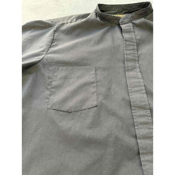 R.J. Toomey Co Black Mandarin Collar Chest Pocket Short Sleeve Buttonup Shirt 17 - Picture 5 of 9